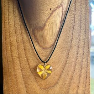 Yellow flower pendant necklace / nature jewelry